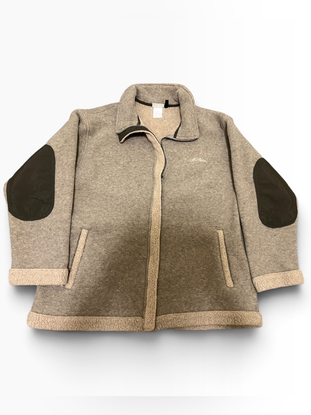 Vintage L.L.Bean Fleece Jacket with Elbow Patches Tan